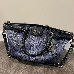 Coach Madison Blue Leather Snake Texture Handbag